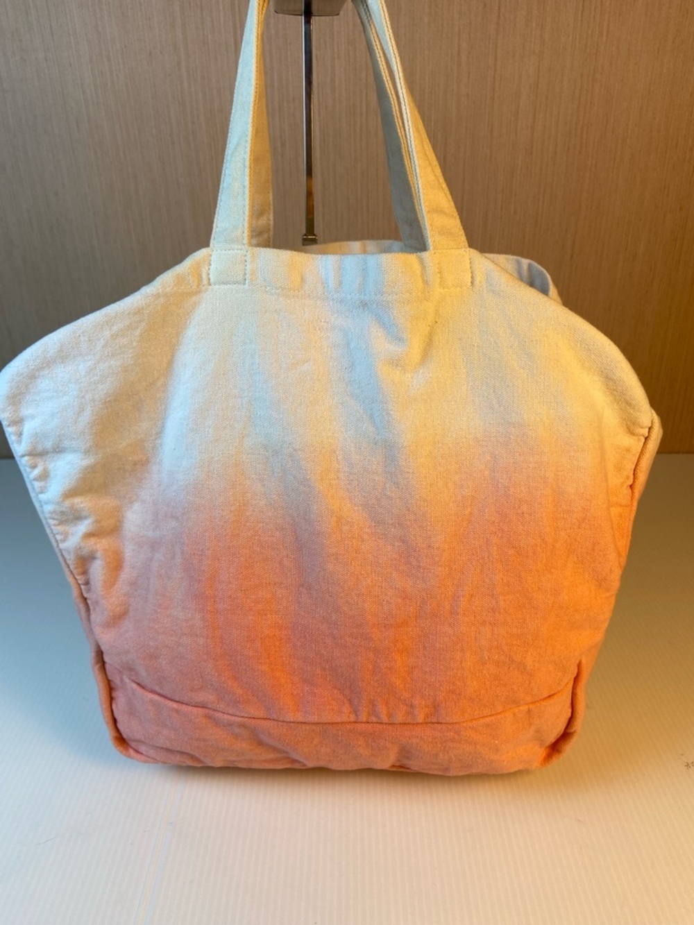 Free People Ombre Canvas Tote Boho Beach Bag Slouchy Cotton Market Bag - Picture 2 of 16